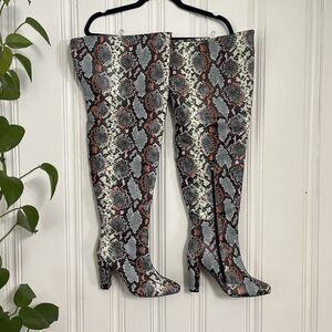 Dominique Nicole Women’s Multicolor Snake Skin Over The Knee Boots Size 9.5 W